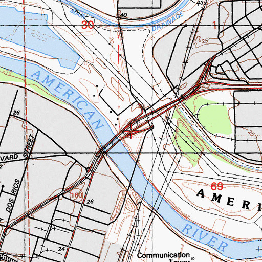 Topographic Map of Exit 46A, CA