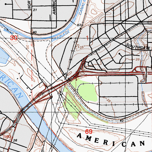 Topographic Map of Exit 46B, CA