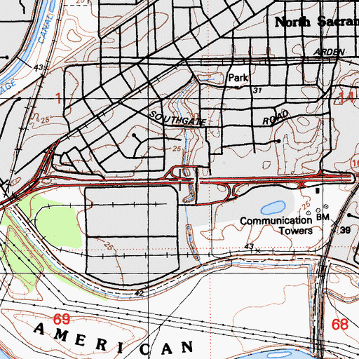 Topographic Map of Exit 47A, CA