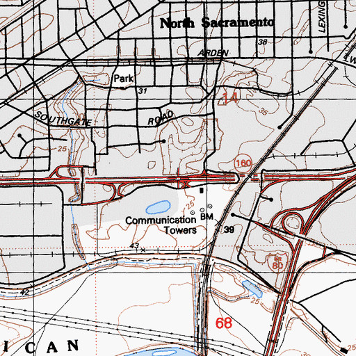 Topographic Map of Exit 47B, CA