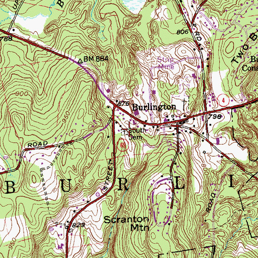 Topographic Map of Milford Street Cemetery, CT