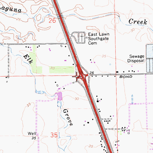 Topographic Map of Exit 287, CA