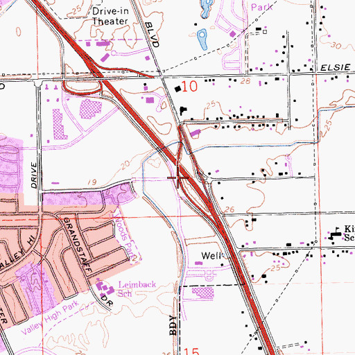 Topographic Map of Exit 291, CA