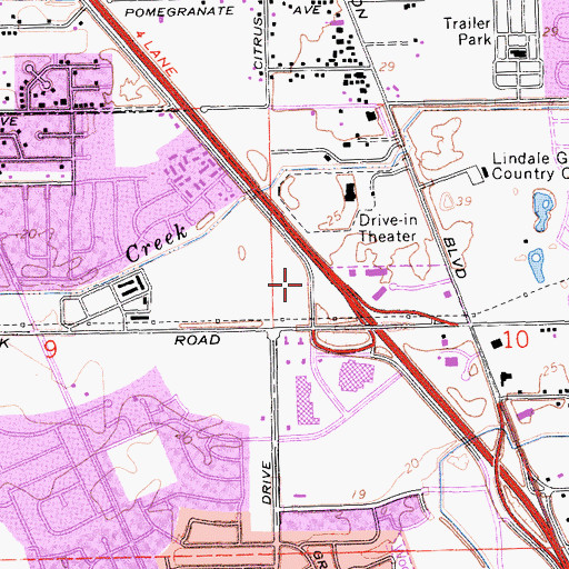 Topographic Map of Exit 291B, CA