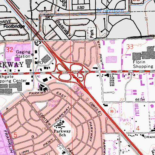 Topographic Map of Exit 293A, CA
