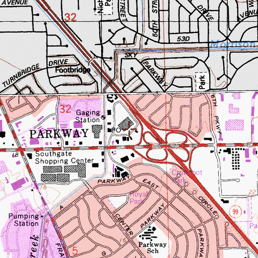 Topographic Map of Exit 293B, CA