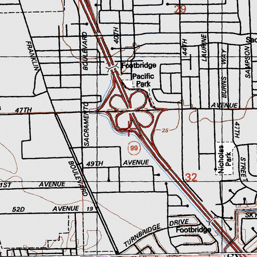 Topographic Map of Exit 294A, CA