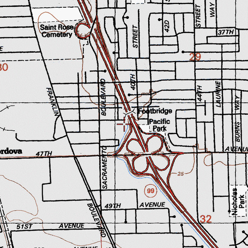 Topographic Map of Exit 294B, CA