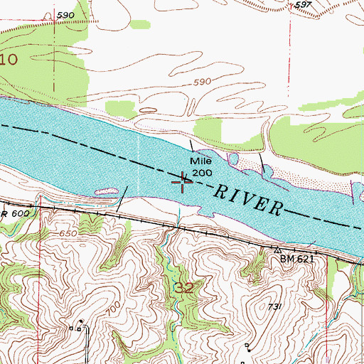 Topographic Map of Boonville Bends, MO