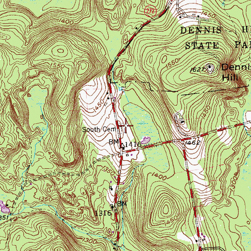 Topographic Map of South Cemetery, CT