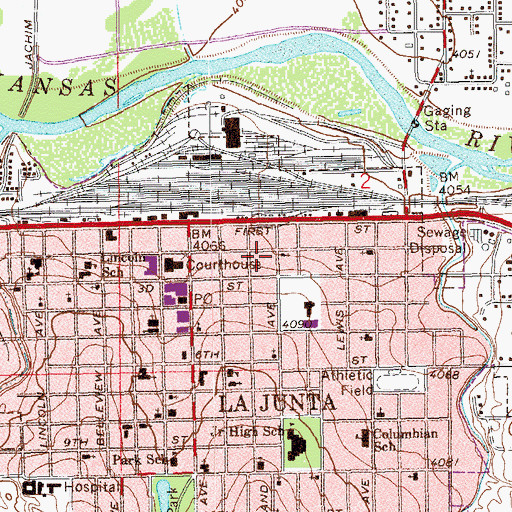 Topographic Map of Otero County Jail, CO