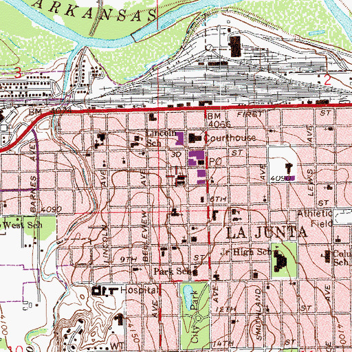Topographic Map of La Junta Baptist Tabernacle, CO