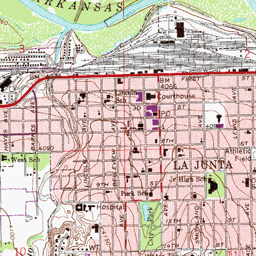 Topographic Map of Otero Hall, CO