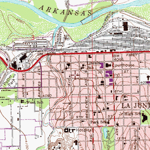 Topographic Map of Carson Avenue Baptist Church, CO