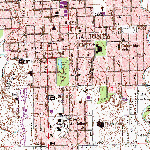 Topographic Map of First Assembly of God Church, CO