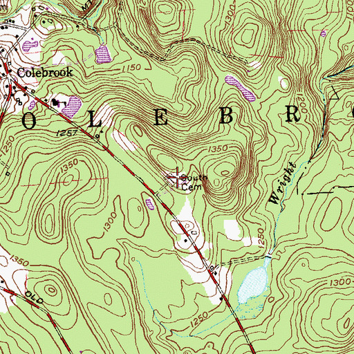 Topographic Map of South Cemetery, CT