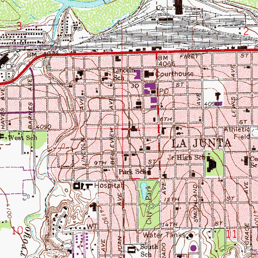Topographic Map of First Methodist Church, CO
