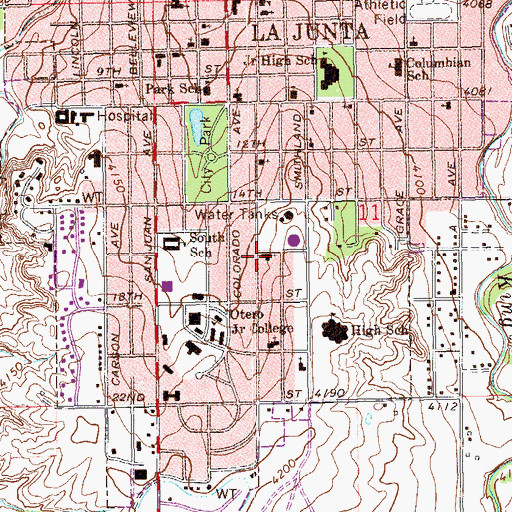 Topographic Map of Trinity Lutheran Church, CO