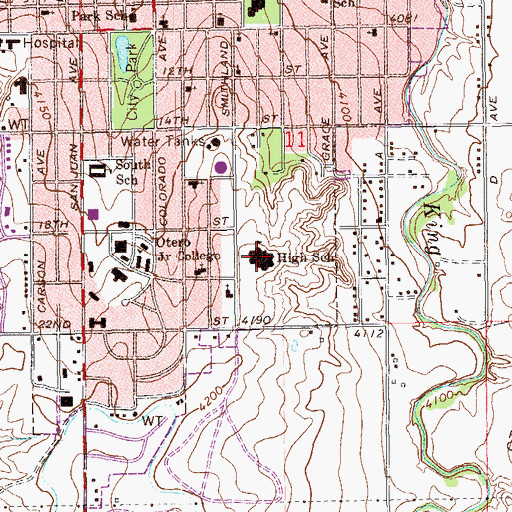 Topographic Map of La Junta Junior and Senior High School, CO