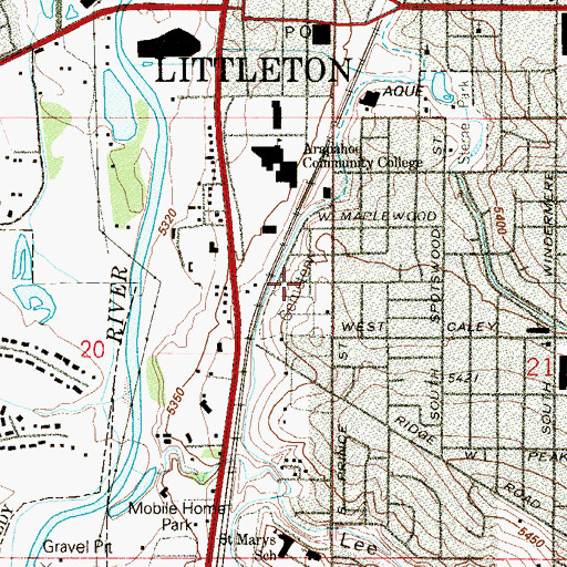 Topographic Map of Littleton Cemetery, CO