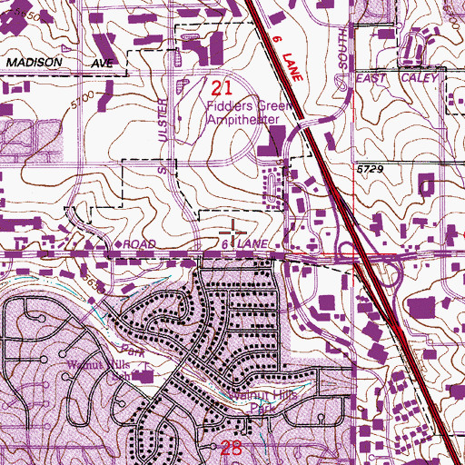 Topographic Map of Arapahoe Marketplace Shopping Center, CO