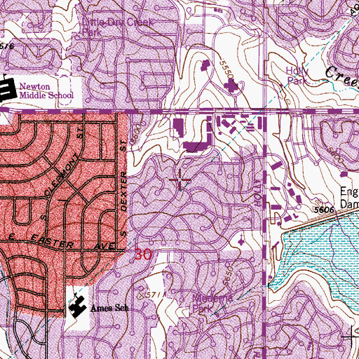Topographic Map of Arapahoe Village Center Shopping Center, CO