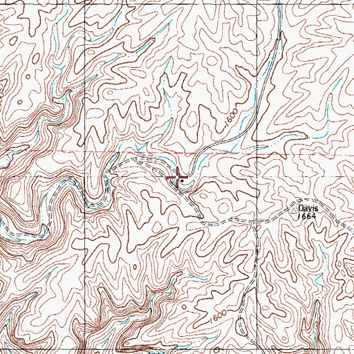 Topographic Map of Davis Ranch, TX
