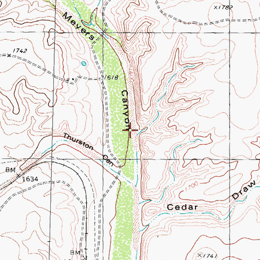Topographic Map of Brickner Ranch, TX