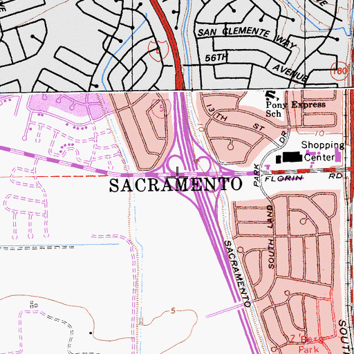 Topographic Map of Exit 513, CA