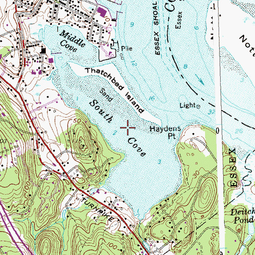 Topographic Map of South Cove, CT