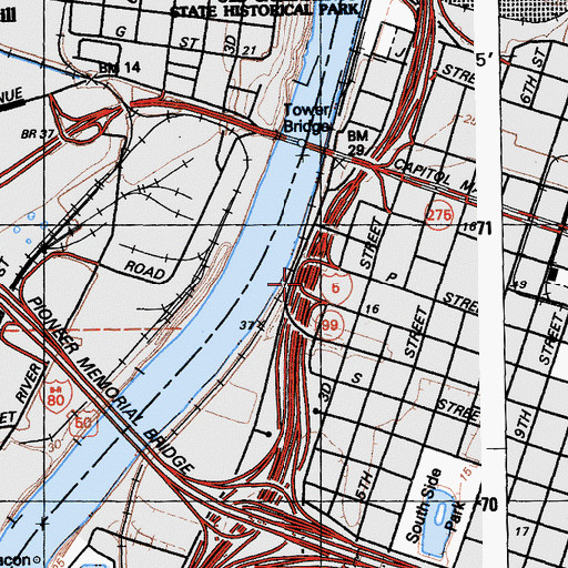 Topographic Map of Exit 519A, CA
