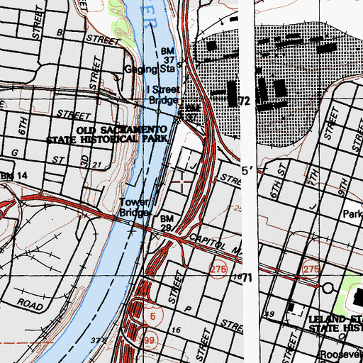 Topographic Map of Exit 519B, CA