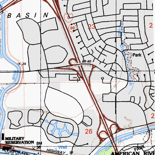 Topographic Map of Exit 521B, CA