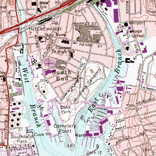 Topographic Map of South End, CT