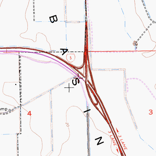 Topographic Map of Exit 525B, CA