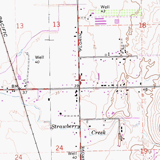 Topographic Map of Calvine Plaza Shopping Center, CA