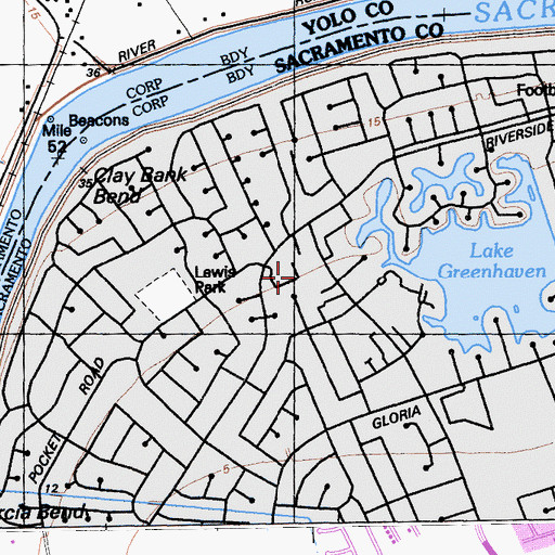Topographic Map of Greenhaven Plaza Shopping Center, CA