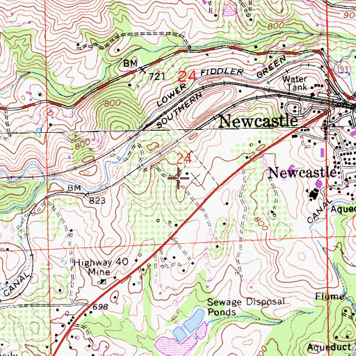 Topographic Map of Newcastle Rocklin Gold Hill Cemetery, CA