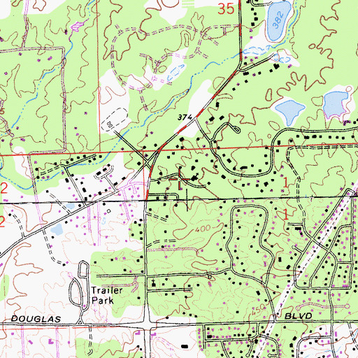 Topographic Map of Landmark Missionary Baptist Church, CA