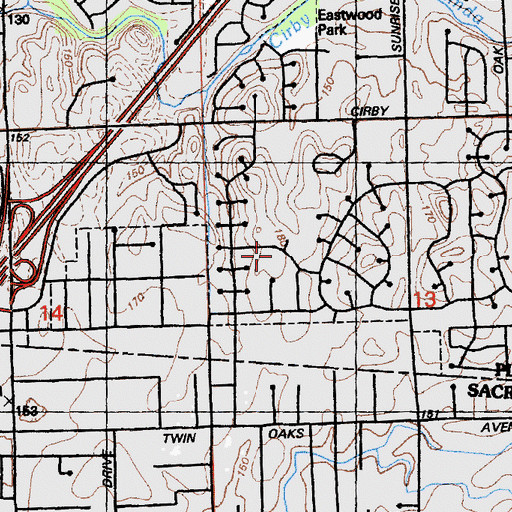 Topographic Map of Kenwood Oaks Park, CA