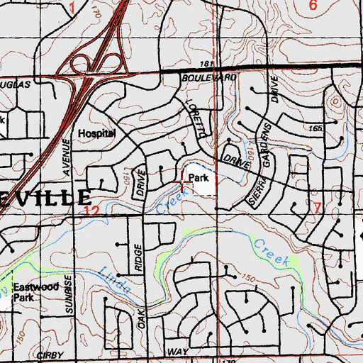 Topographic Map of Sierra Gardens Park, CA
