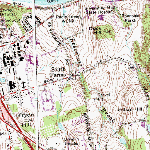Topographic Map of South Farms, CT