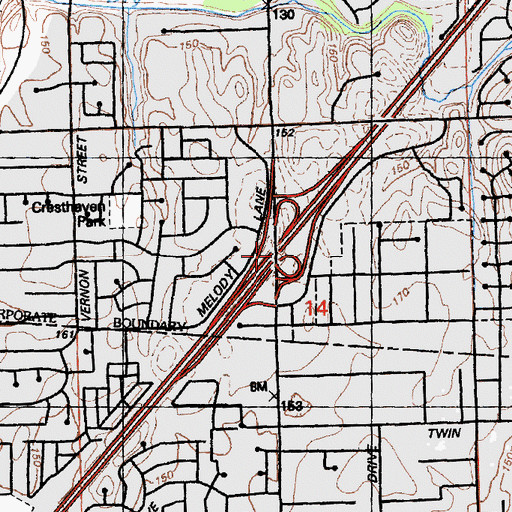 Topographic Map of Exit 102, CA
