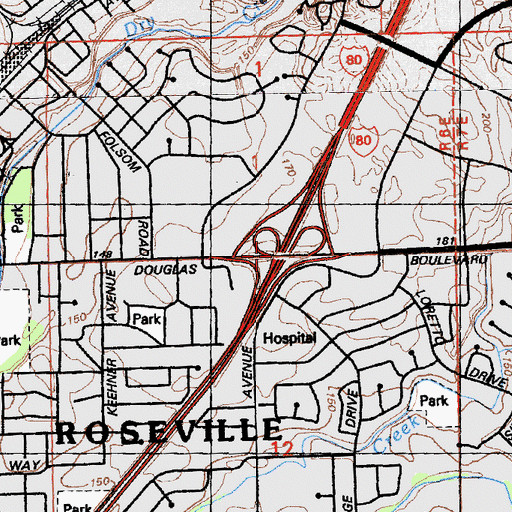 Topographic Map of Exit 103, CA