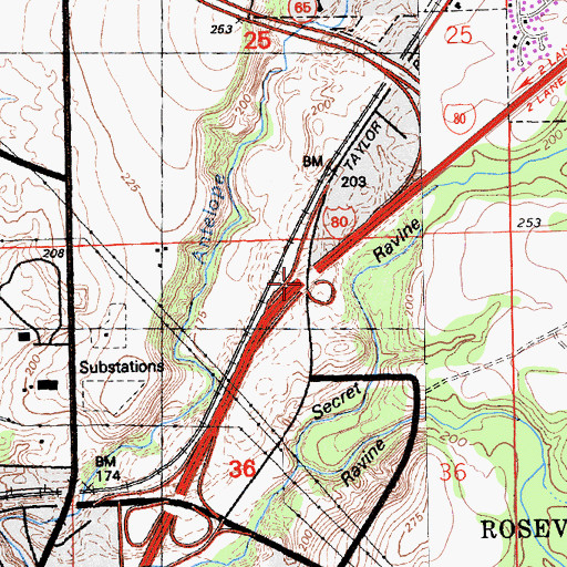 Topographic Map of Exit 105B, CA