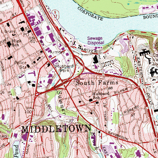Topographic Map of South Farms, CT