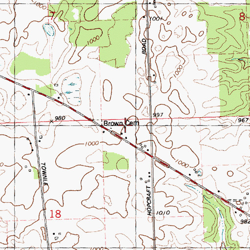 Topographic Map of Brown Cemetery, MI
