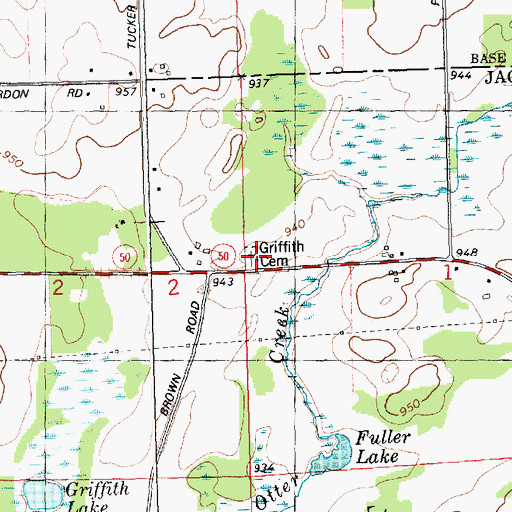 Topographic Map of Griffith Cemetery, MI