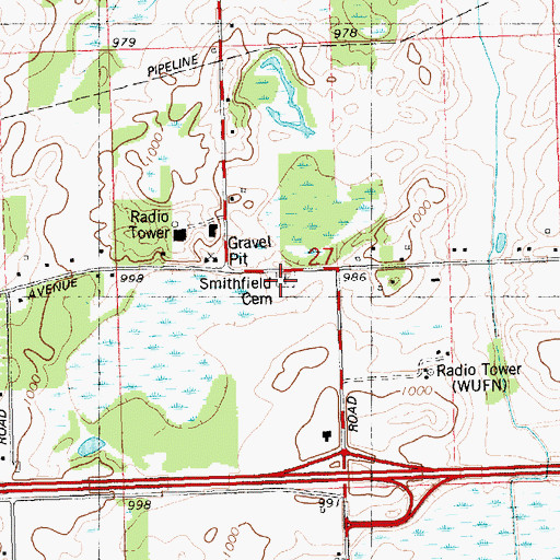 Topographic Map of Smithfield Cemetery, MI