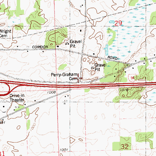 Topographic Map of Perry-Graham Cemetery, MI
